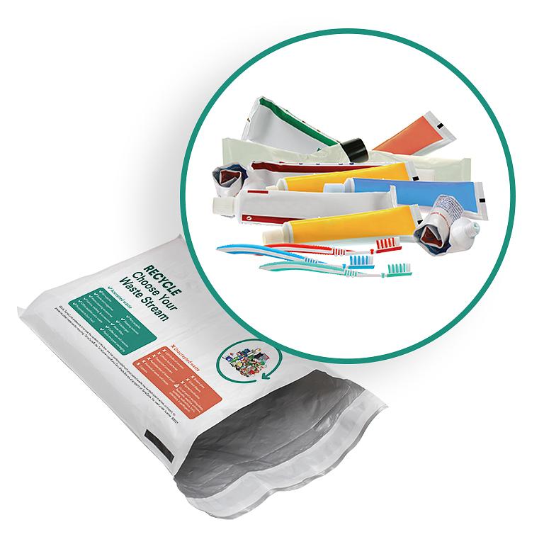 Image of Pouch with assorted oral care waste