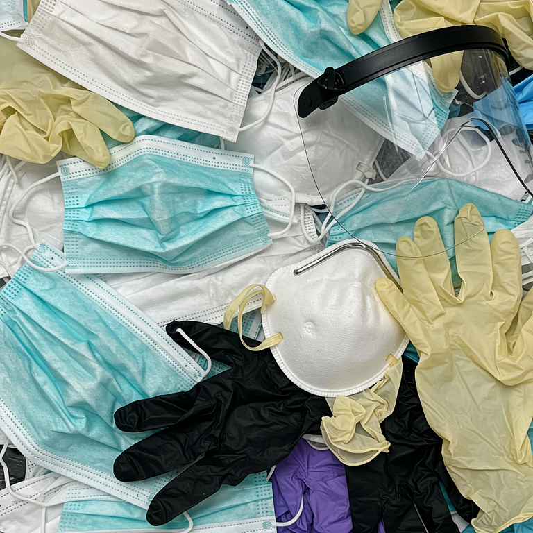 Example of gloves and masks