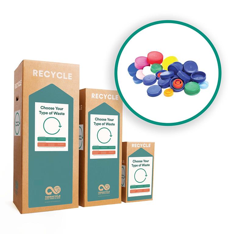 Recycle plastic bottle caps and lids with this Zero Waste Box.