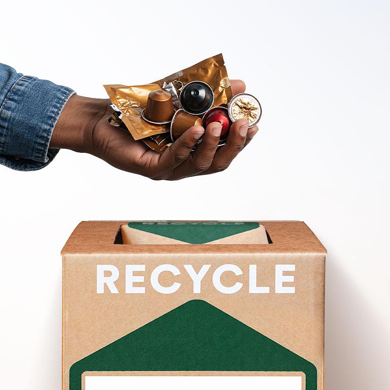 Recycle coffee pods and beverage capsules with Zero Waste Box.