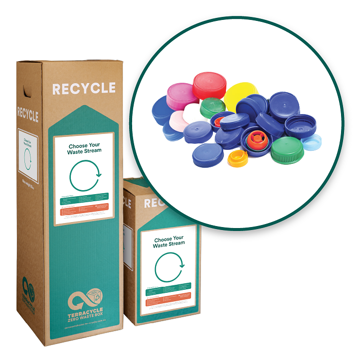 Recycle plastic bottle caps and lids with this Zero Waste Box.